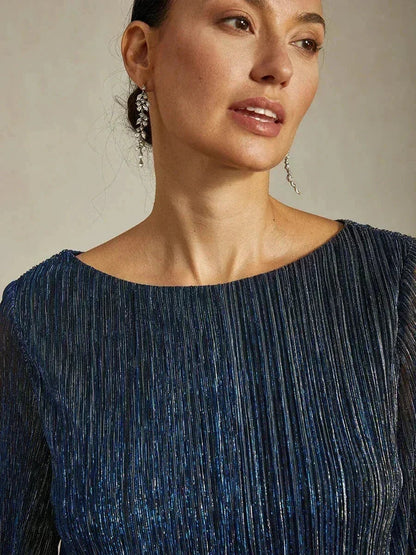 Valentina | Shimmering Asymmetrical Pleated Blouse