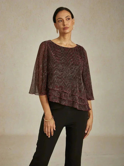 Valentina | Shimmering Asymmetrical Pleated Blouse