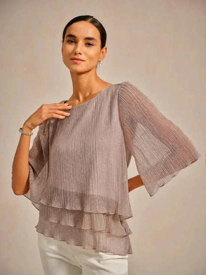 Valentina | Shimmering Asymmetrical Pleated Blouse