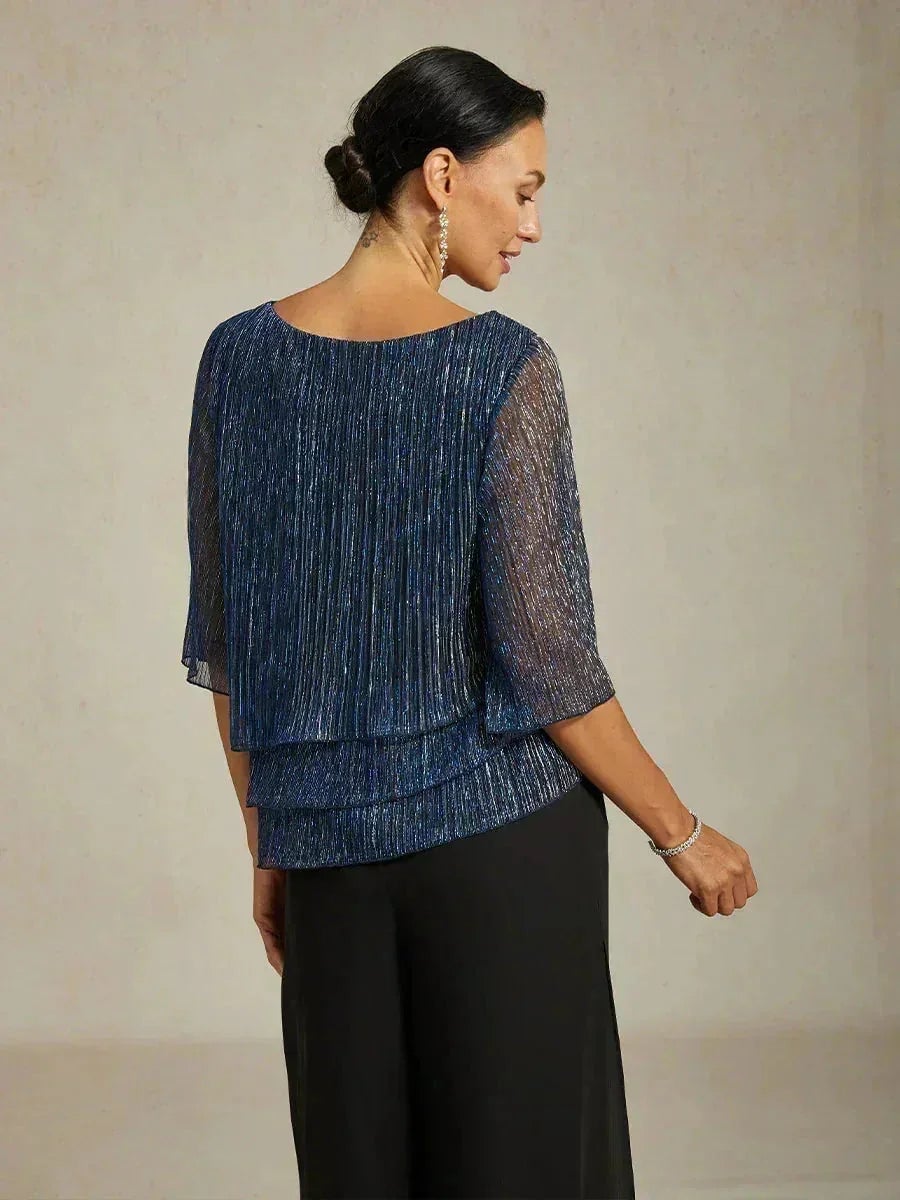 Valentina | Shimmering Asymmetrical Pleated Blouse