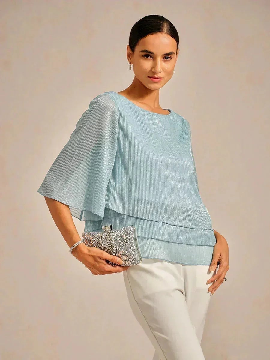 Valentina | Shimmering Asymmetrical Pleated Blouse