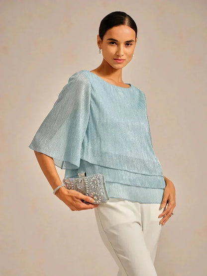 Valentina | Shimmering Asymmetrical Pleated Blouse
