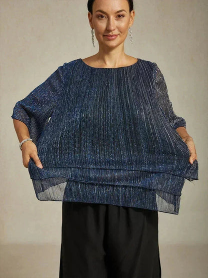 Valentina | Shimmering Asymmetrical Pleated Blouse