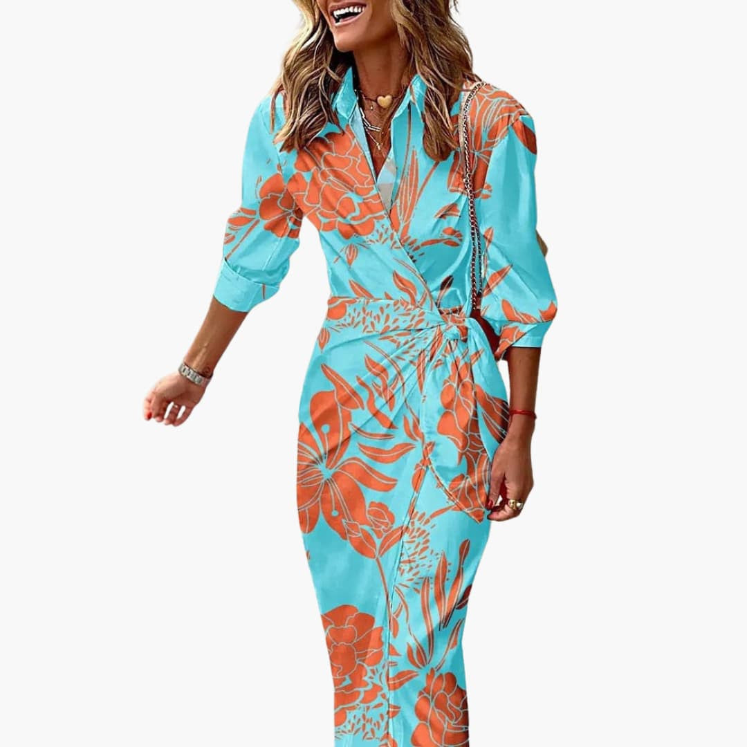 Women's Striped Cotton Maxi Dress | Elegant Wrap Design for Summer Comfort