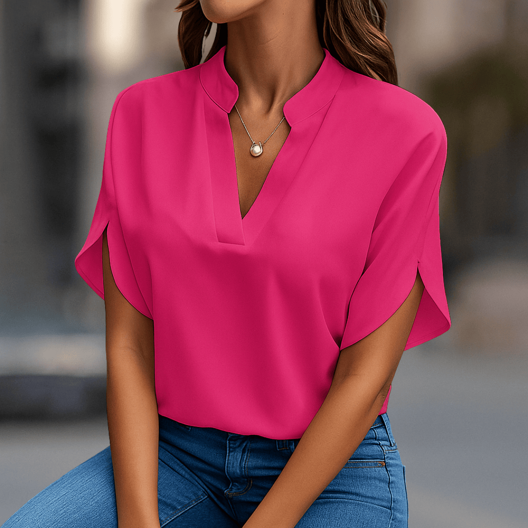 Women's Soft Lightweight V-Neck Blouse | Elegant Flowy Summer Top