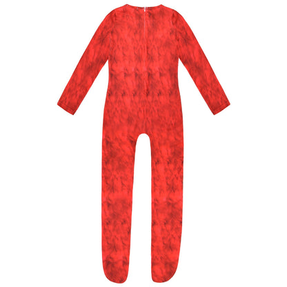 Kids Chapter 5 Red Monster Costume Horror Game Belly Mouth Jumpsuit Helmet and Gloves Set for Halloween Cosplay