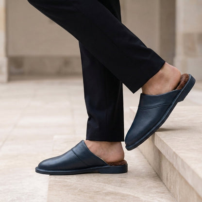 Aegina | Men's Leather Slip-On Slippers