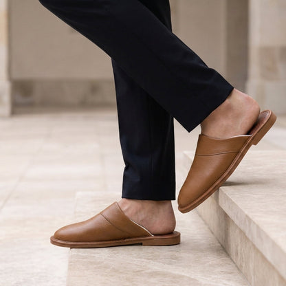 Aegina | Men's Leather Slip-On Slippers