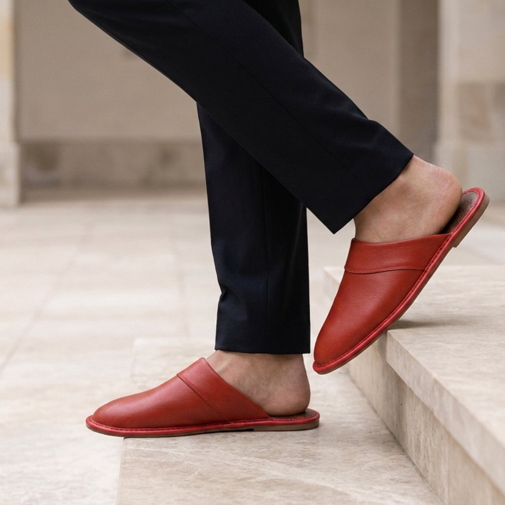 Aegina | Men's Leather Slip-On Slippers