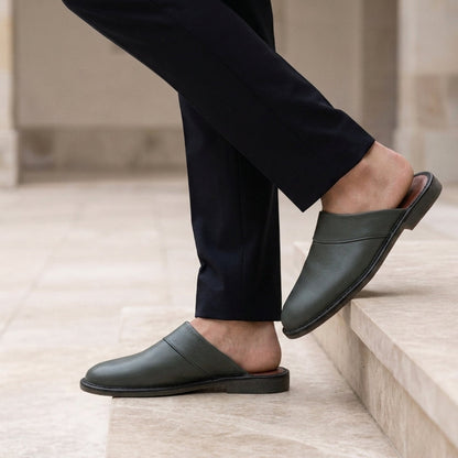 Aegina | Men's Leather Slip-On Slippers