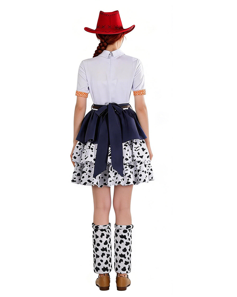 Kids Adults Cowgirl Jessie Costume White Western Toy Girl Dress with Hat Belt and Leg Warmers for Cosplay Event