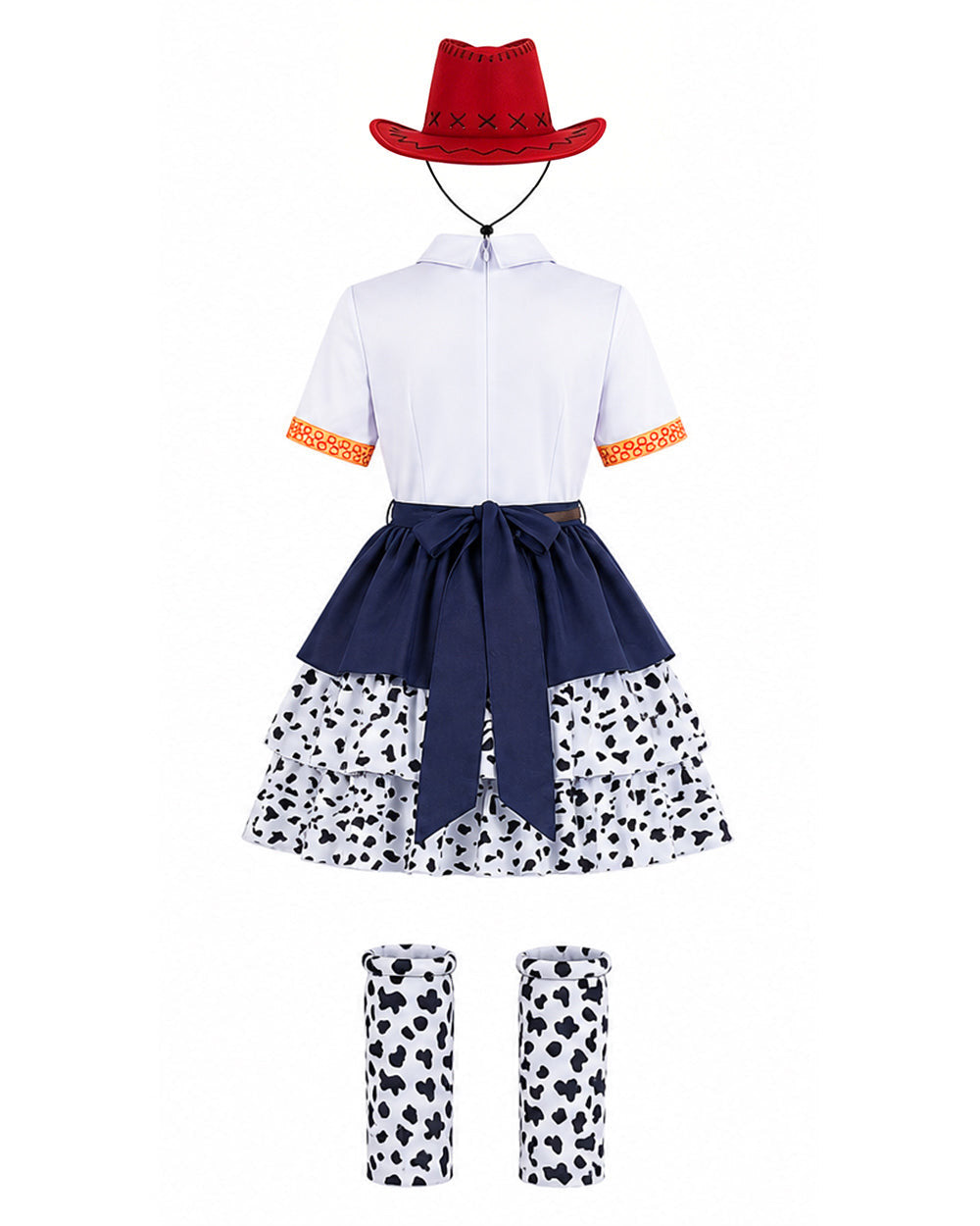 Kids Adults Cowgirl Jessie Costume White Western Toy Girl Dress with Hat Belt and Leg Warmers for Cosplay Event
