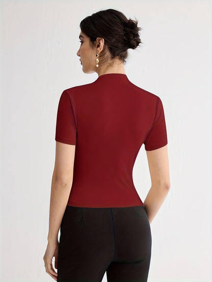 Women's Short Sleeve Mock Neck Top