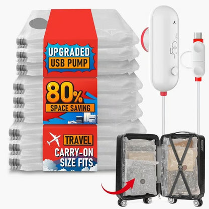 Vacbird 9-Pack Travel Vacuum Storage Bags with USB Electric Pump