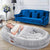 Adults' Oval Nap Bed with Blanket - Giant Bean Bag Dog Bed for People, Washable Faux Fur, 72"x48"x10"