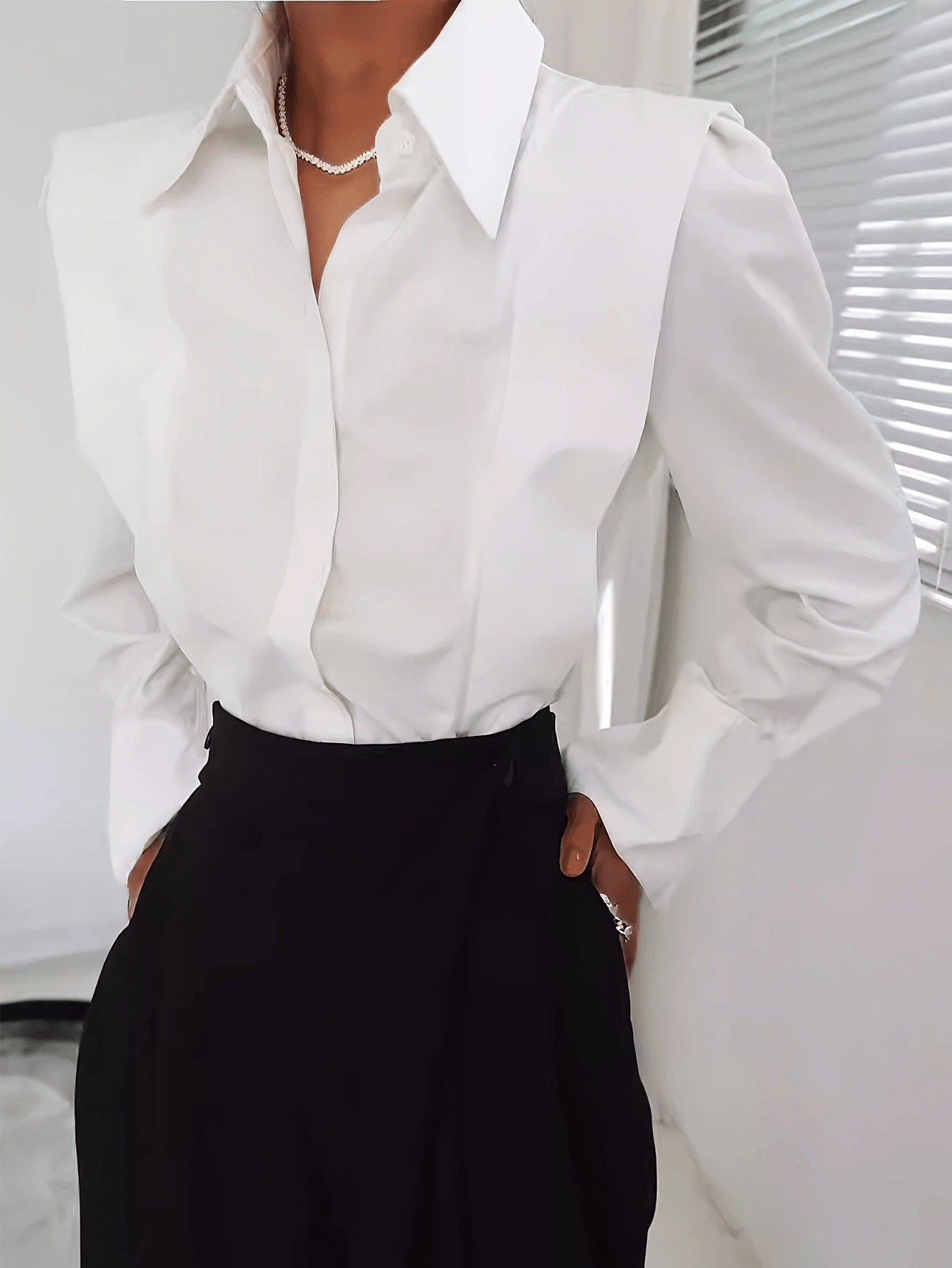 Odette | Structured Shoulder Button-Up Shirt