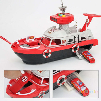 Fireman Police Car Cargo Ship Toy Boat Playset (2 Colors)