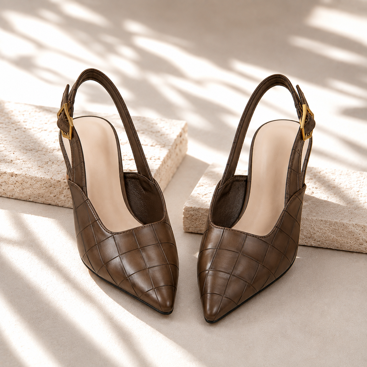 Lisbon | Women's Croc Slingback Kitten Heels