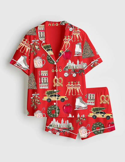Women's Christmas In New York Satin Family Pajama Set