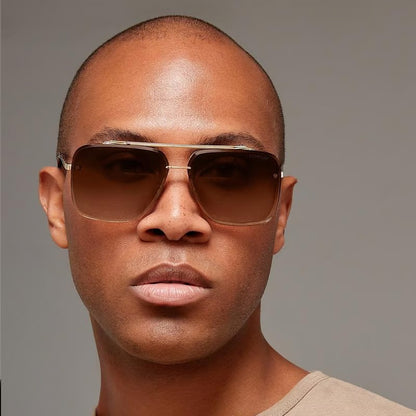 Oversized Retro Metal Frame Sunglasses – Unisex Design with UV Protection