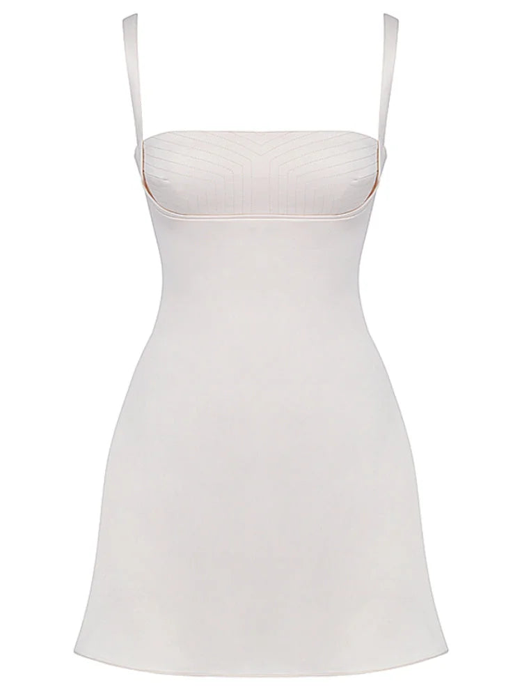 Backless Charmaine Romantic Square Neck A-line Mini Dress