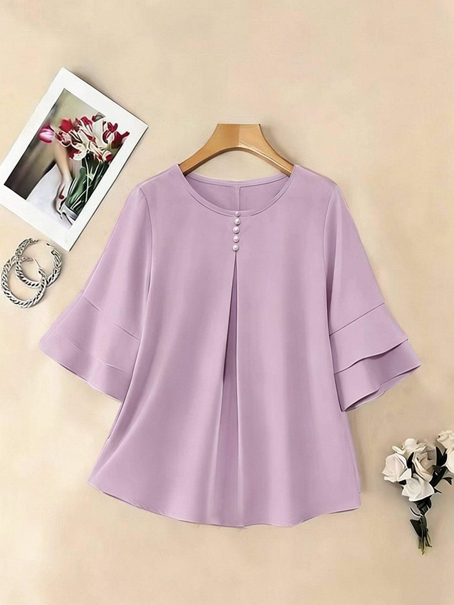 Women's Layered Ruffle Sleeve Blouse