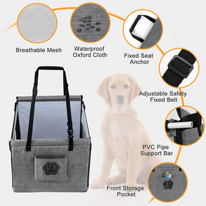 Foldable Dog Car Seat with Waterproof Pad