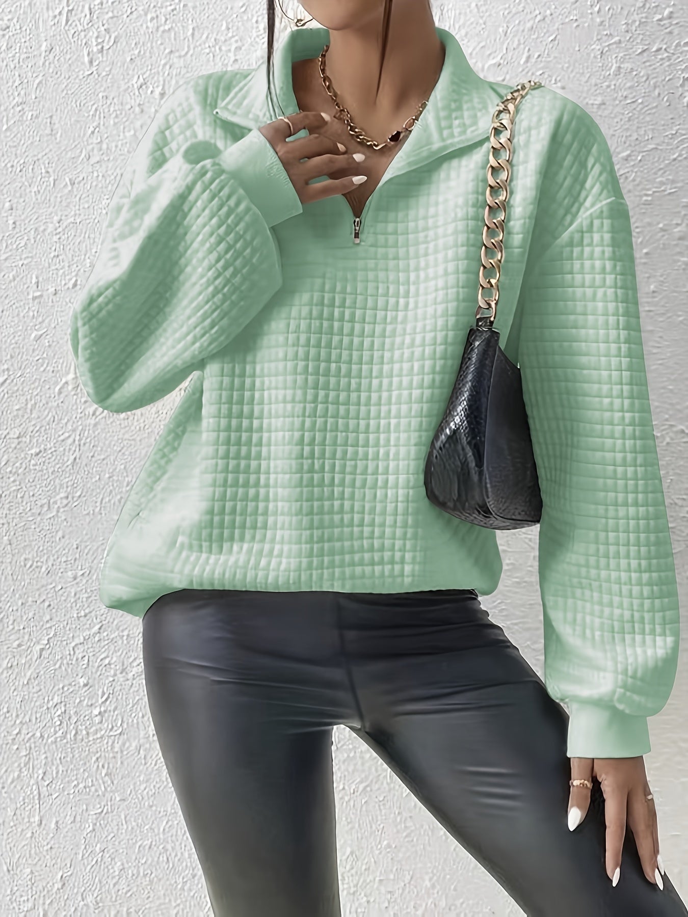 Women's Quarter-Zip Textured Sweatshirt
