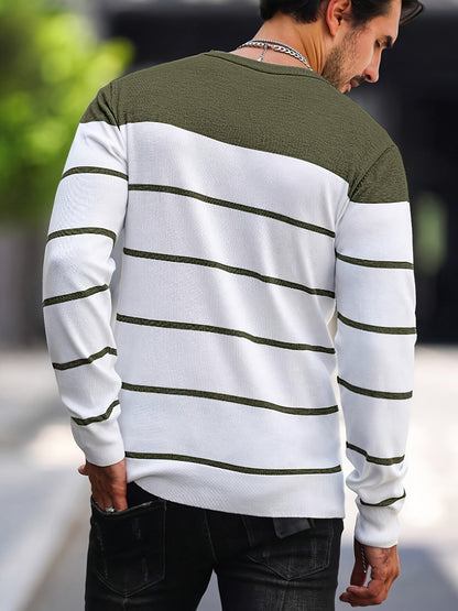 Men's Striped Crew Neck Sweater