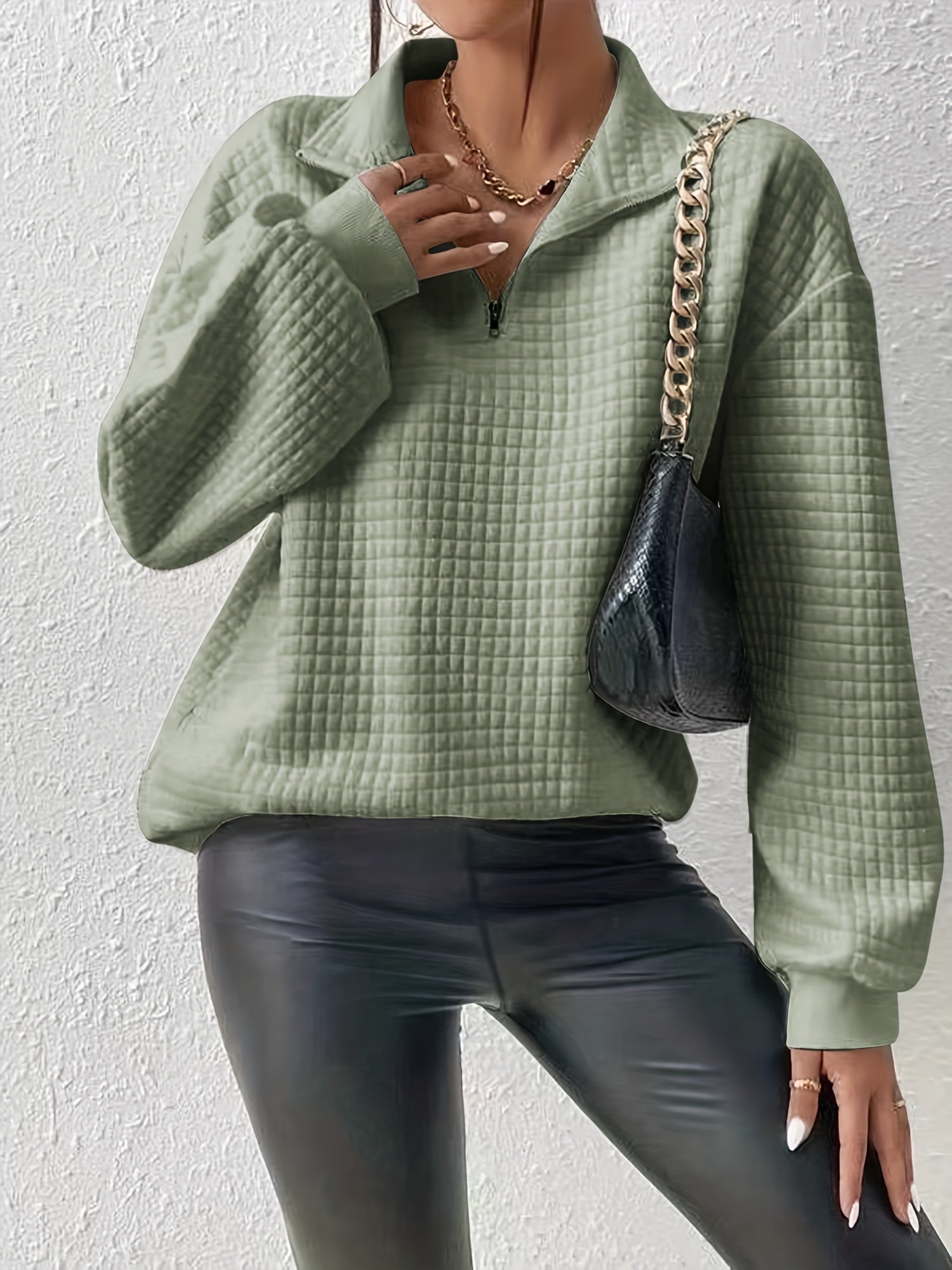 Women's Quarter-Zip Textured Sweatshirt