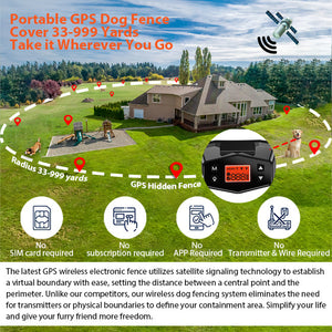 Electric Wireless GPS Dog Fence - Rechargeable Outdoor Containment System