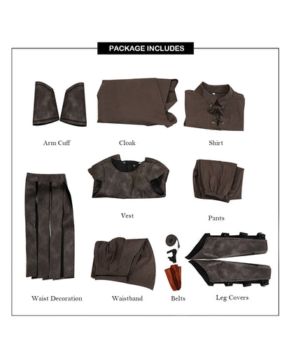 Ancient Greek King Odysseus Costume Dark Brown Odysseus Armor Set with Cloak for Kids Adults Halloween Carnival