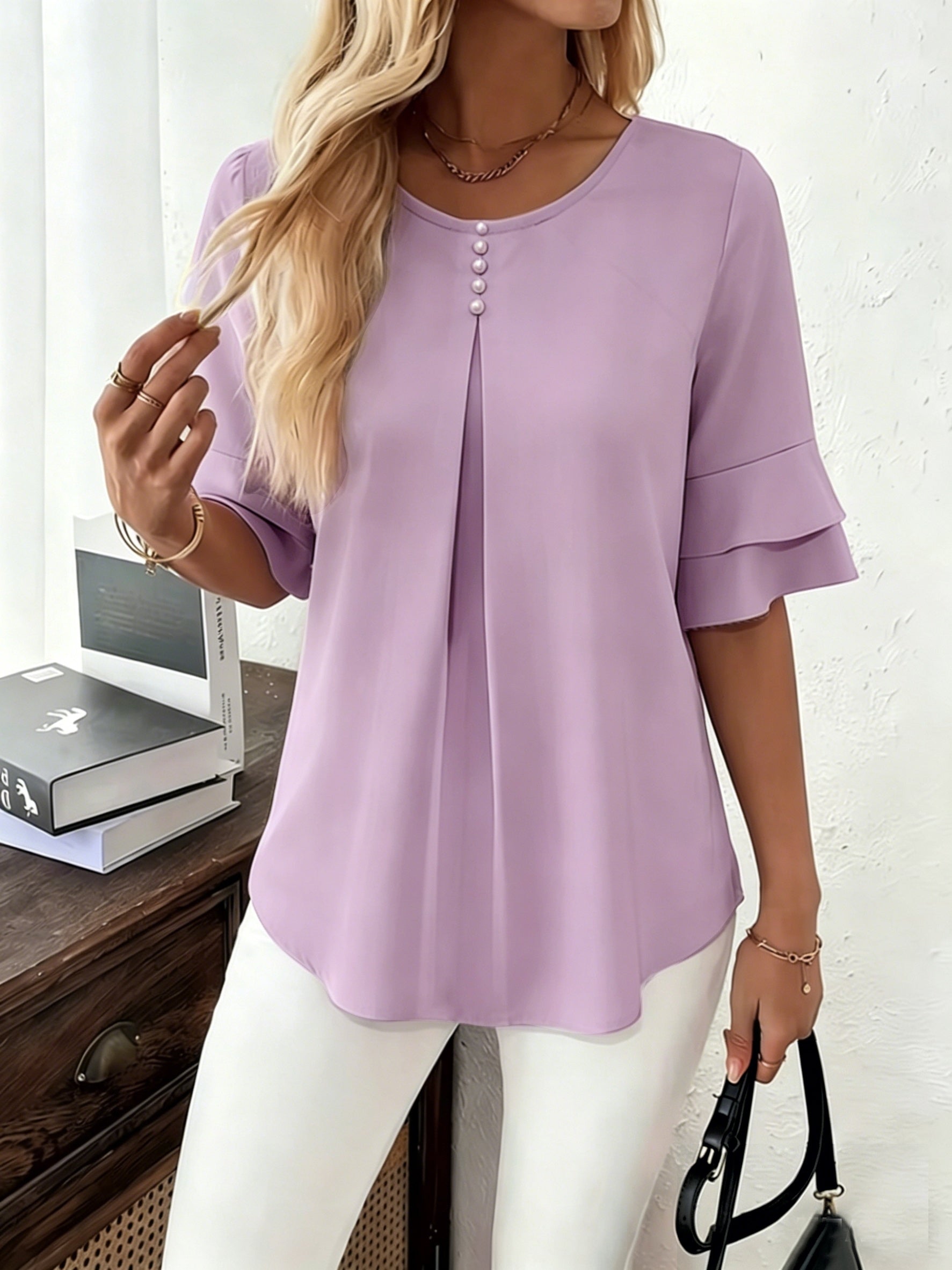 Women's Layered Ruffle Sleeve Blouse
