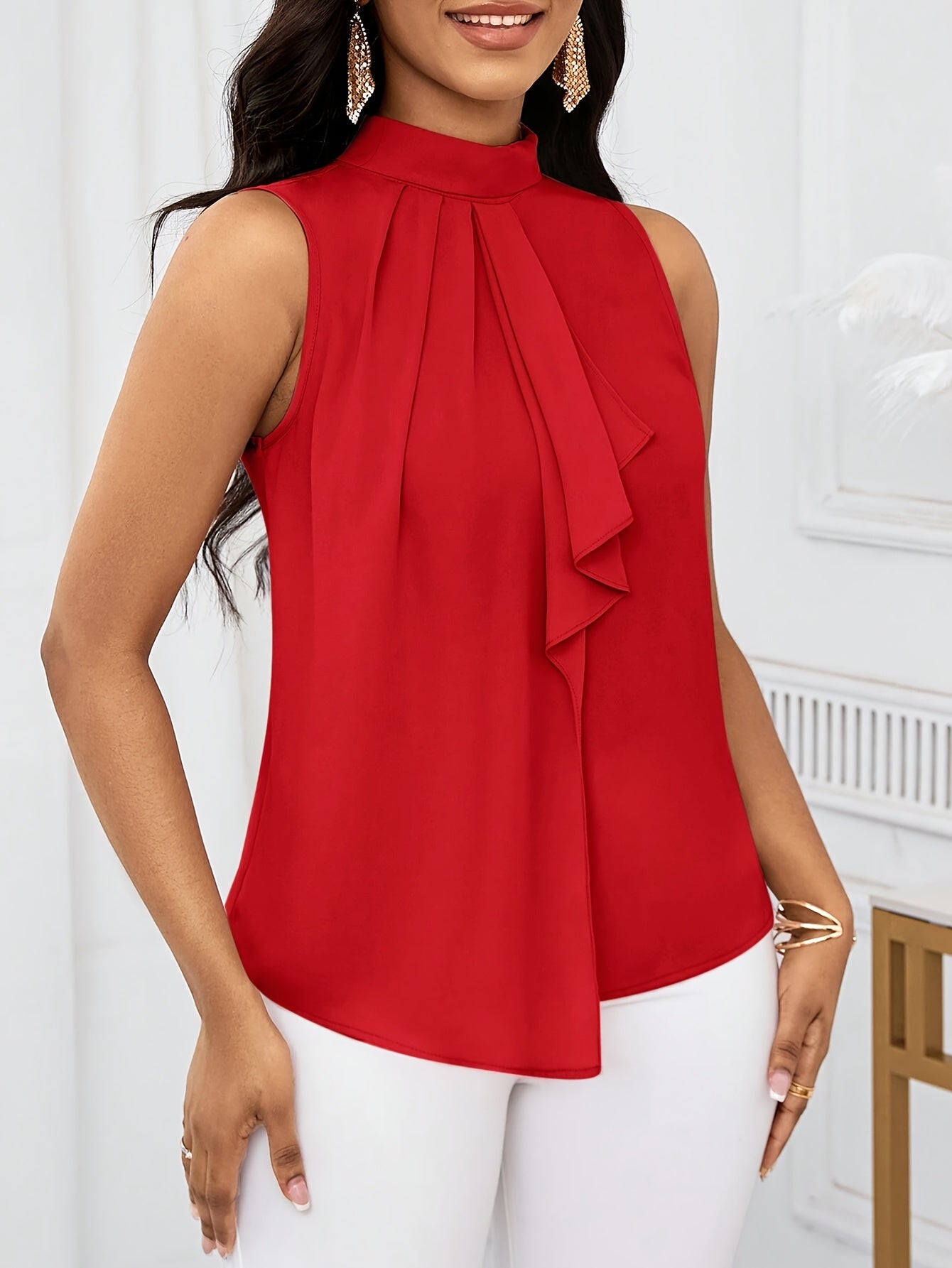 Seraphine | Sleeveless Mock Neck Blouse
