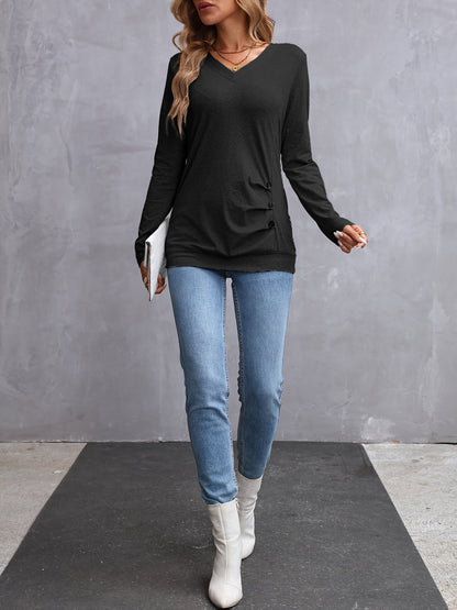 Women's V-Neck Long Sleeve Top