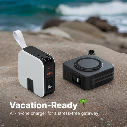 5-in-1 Wall Charger with Wireless Charging Pad and Power Bank - All-in-One Charging Solution