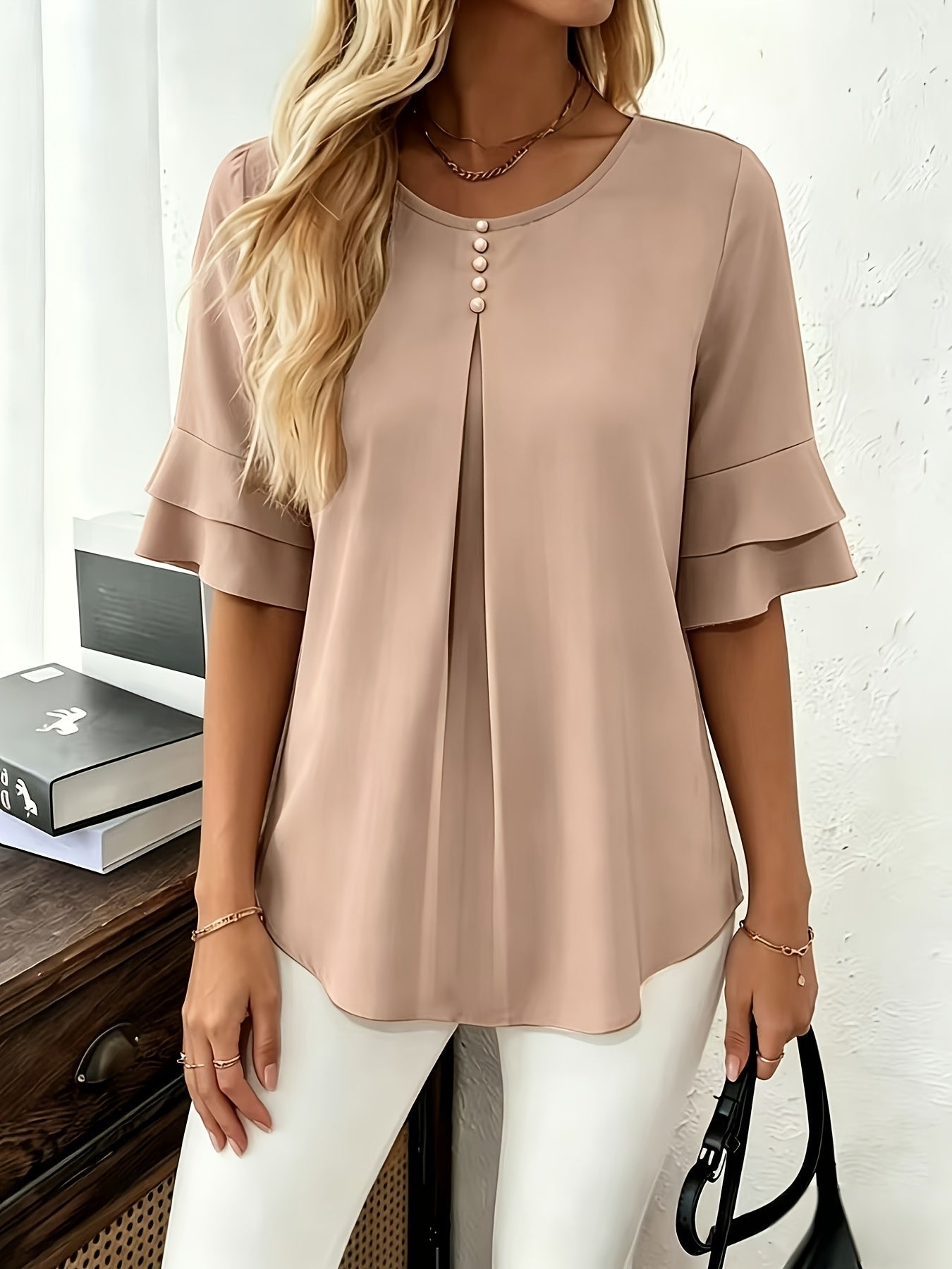 Women's Layered Ruffle Sleeve Blouse