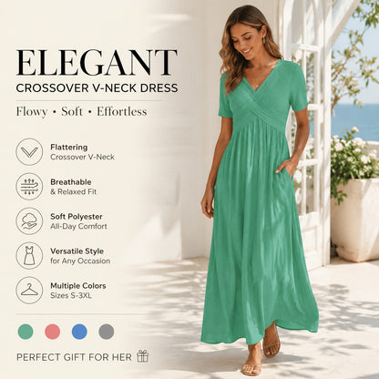 Flowy V-Neck Midi Dress – Soft & Breathable