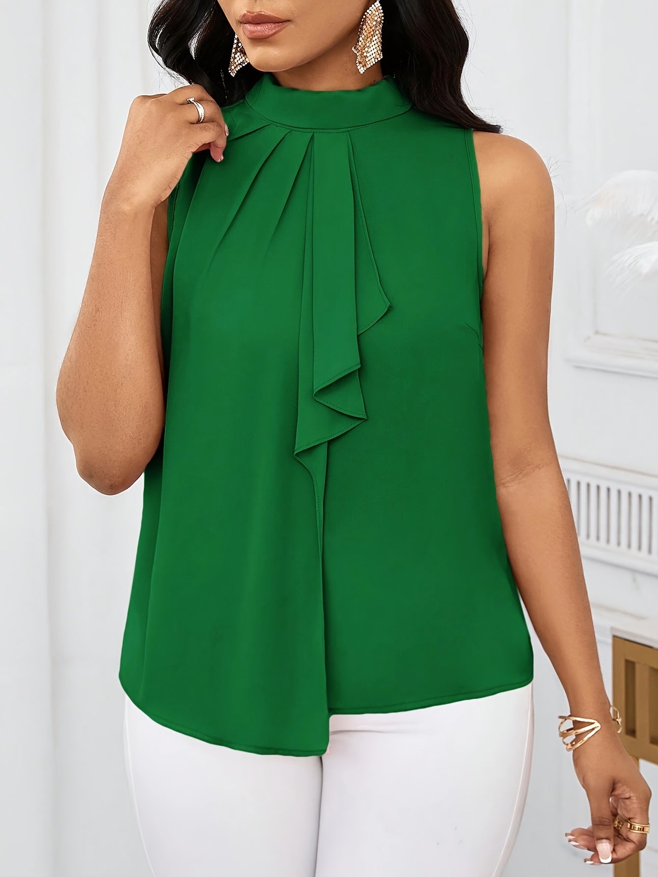 Seraphine | Sleeveless Mock Neck Blouse