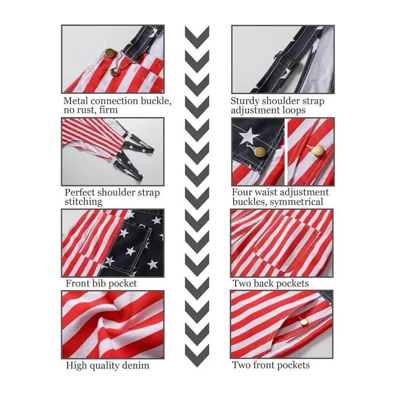 Liberty | American Flag Patriotic Denim Overall Shorts