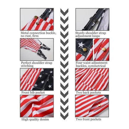Liberty | American Flag Patriotic Denim Overall Shorts