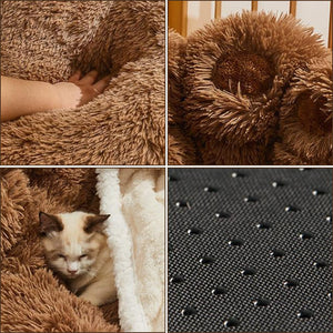 Warm and Fluffy Calming Dog & Cat Bed - Bear Paw-Shaped Pet Bed