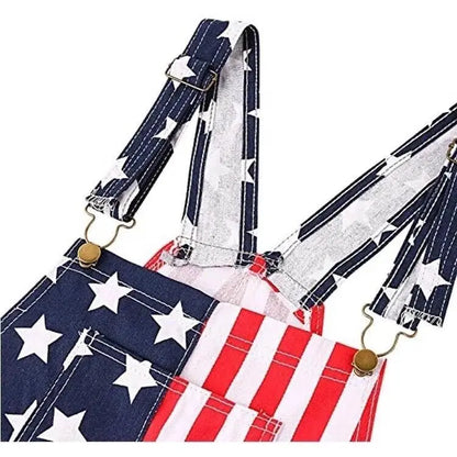 Liberty | American Flag Patriotic Denim Overall Shorts