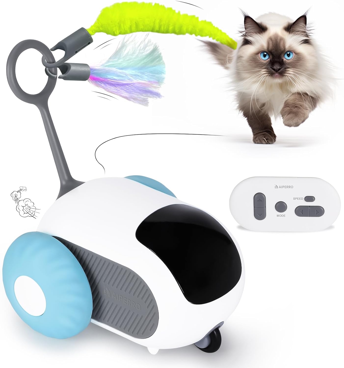 Smart Interactive Cat Toy - 2-Speed, Remote Control, USB Rechargeable, Exercise Toy for Indoor Cats & Kittens
