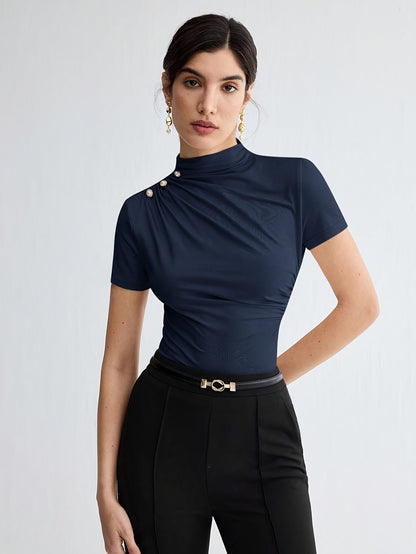 Women's Short Sleeve Mock Neck Top