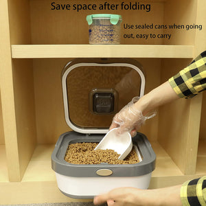 Portable Large Dog Food Storage Container with Sealing Lock, Scoop, And Transparent Lid