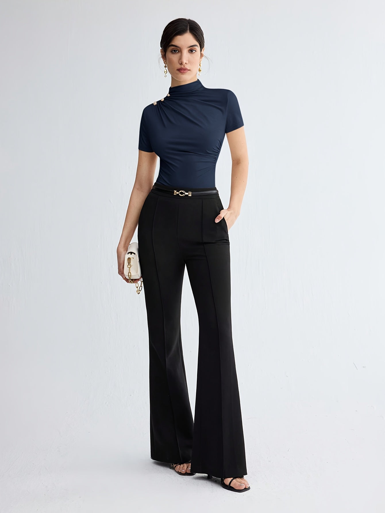 Women's Short Sleeve Mock Neck Top