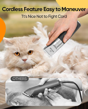 Cat Hair Trimmer, Quiet Cat Clippers for Matted Hair, Cordless Cat Grooming Kit with Comb