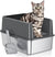 Stainless Steel Litter Box, Cat Litter Box for Kittens, Metal Litter Box with Lid for Small Medium Cats