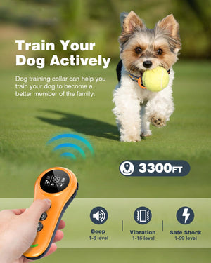 2-in-1 Dog Shock & Bark Collar - Smart Training, Adjustable Sensitivity, 3300FT Remote, Waterproof, Beep Vibration Shock